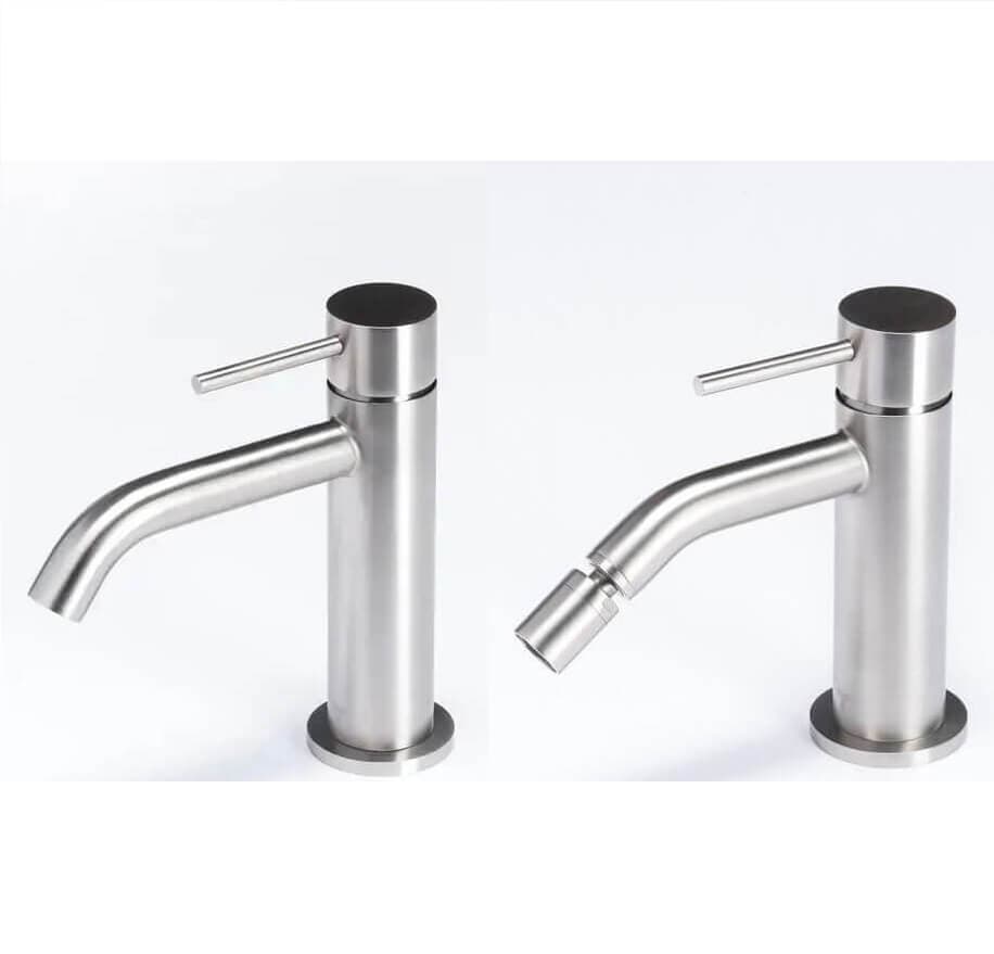 Set Rubinetteria Lavabo e Bidet Acciaio Spazzolato - Shopbagno.it