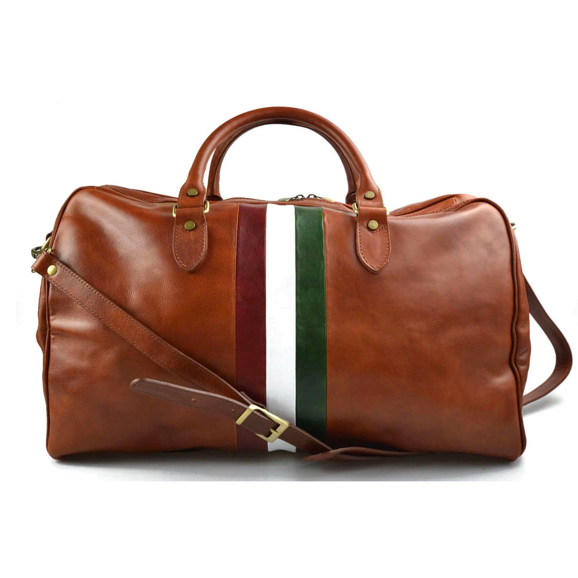 Modarno Borsone viaggio in pelle da uomo e donna borsa viaggio borsa sport bandiera Italiana borsa viaggio vera pelle Made in Italy in Borsoni Modarno - Sesto Fiorentino, commercioVirtuoso.it