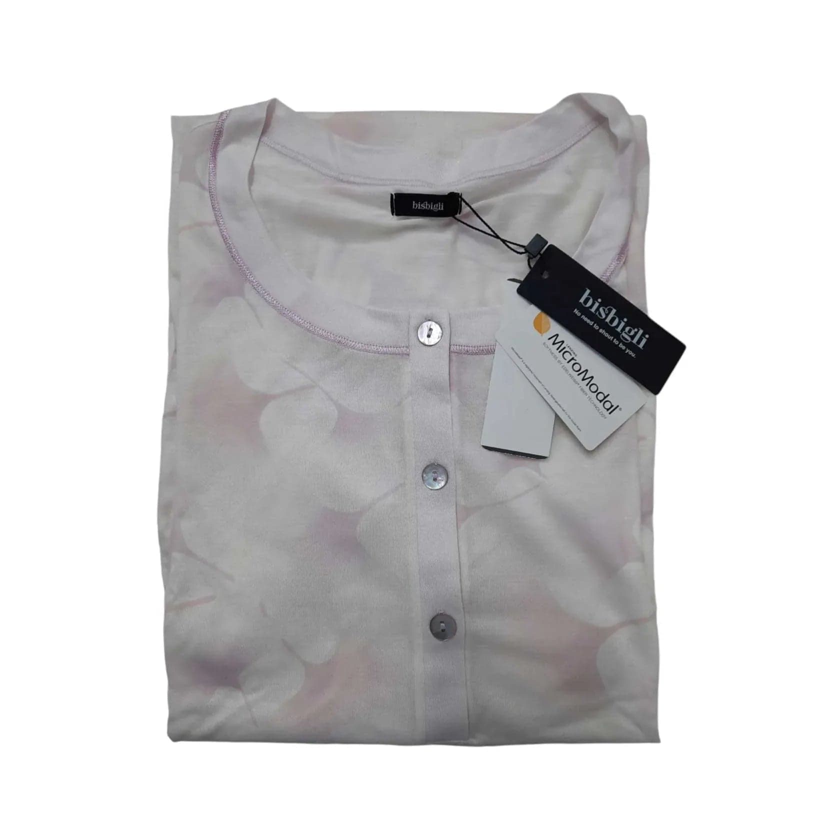 Camicia da notte donna Bisbigli Amore 44, Serie 3 Autunno/Inverno, manica lunga, tessuto modal 100%, Made in Italy