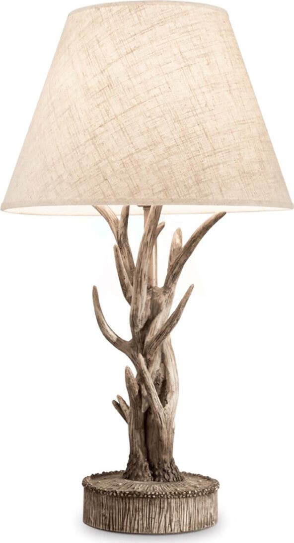 Abat-jour-classica-Ideal-Lux-CHALET-TL1-128207-E27-LED-resina-tessuto-lampada-tavolo