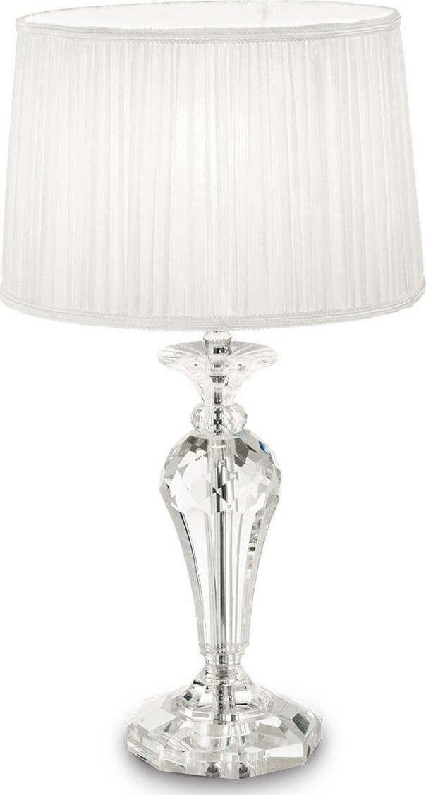 Abat-jour-classica-Ideal-Lux-KATE-2-TL1-ROUND-122885-E27-LED-cristallo-tessuto-lampada-tavolo