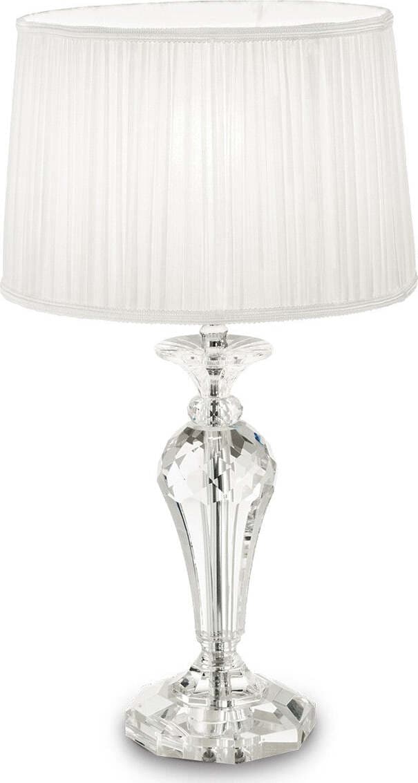 Abat-jour-classica-Ideal-Lux-KATE-2-TL1-ROUND-122885-E27-LED-cristallo-tessuto-lampada-tavolo