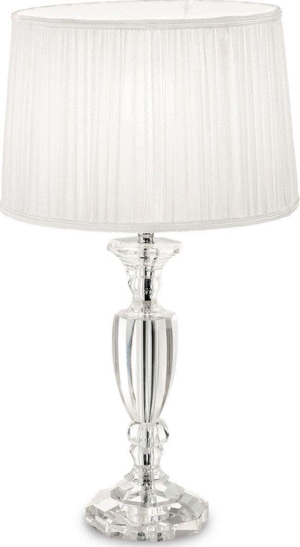Abat-jour-classico-Ideal-Lux-KATE-3-TL1-ROUND-122878-E27-LED-cristallo-tessuto-lampada-tavolo