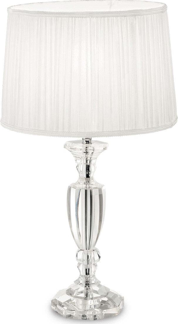 Abat-jour-classico-Ideal-Lux-KATE-3-TL1-ROUND-122878-E27-LED-cristallo-tessuto-lampada-tavolo