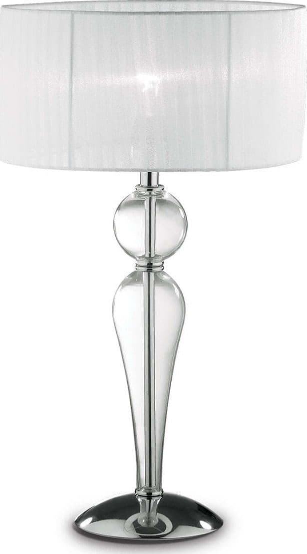 Abat-jour-moderna-Ideal-Lux-DUCHESSA-TL1-BIG-E27-LED-vetro-tessuto-lampada-tavolo