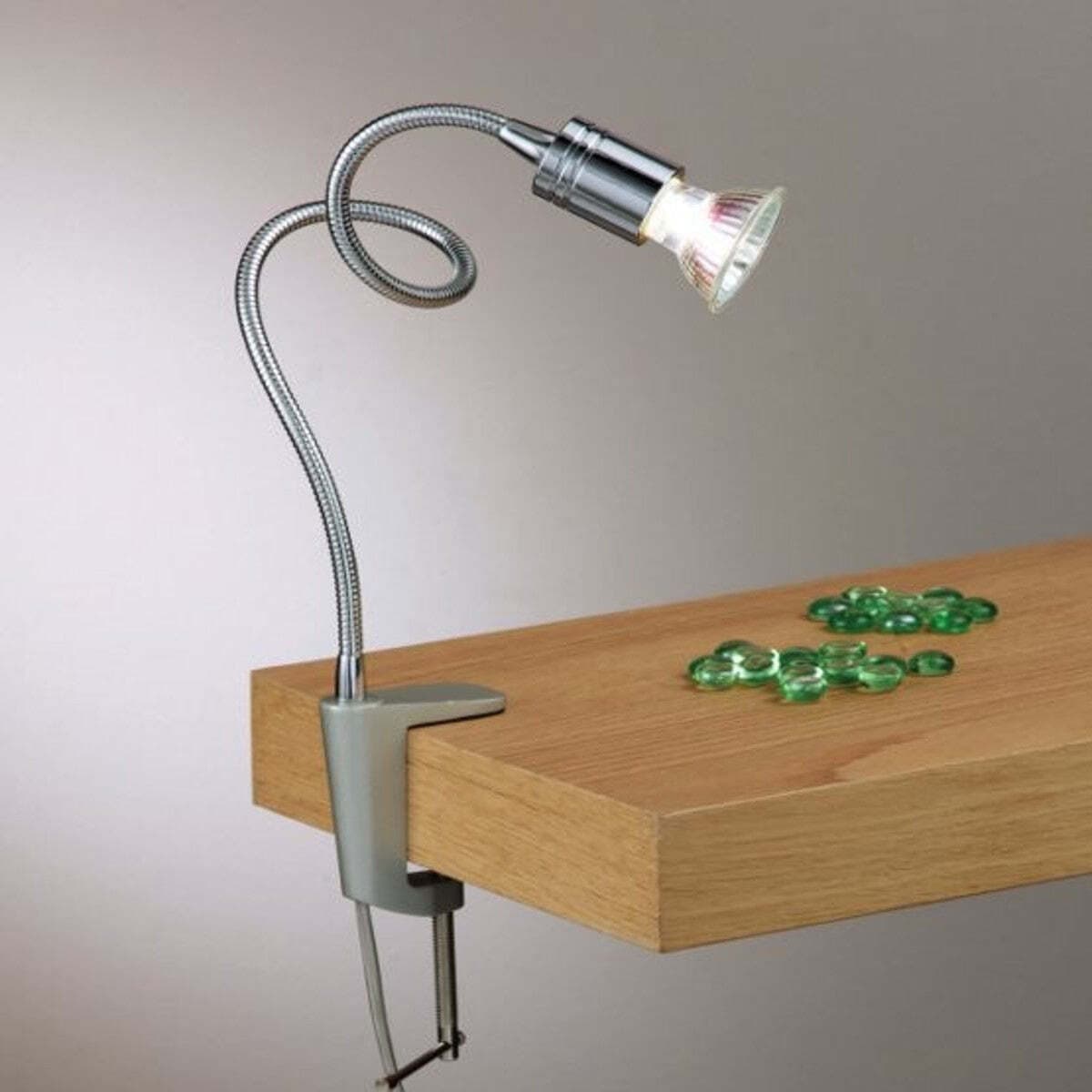 Abat-jour-morsetto-Illuminando-GINEVRA-FLEXI-GU10-LED-7W-lampada-tavolo-metallo-cromo-moderno-orientabile-interno