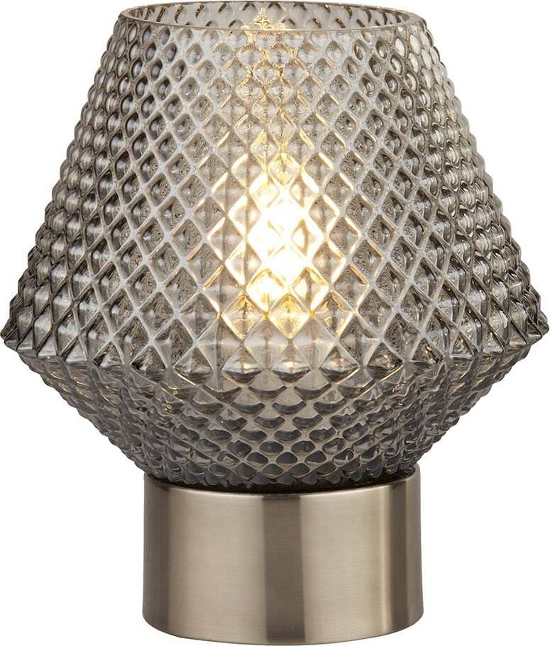 Abatjour-Contemporaneo-Avia-Vetro-Cromo-Acciaio-Fumè-1-Luce-E27