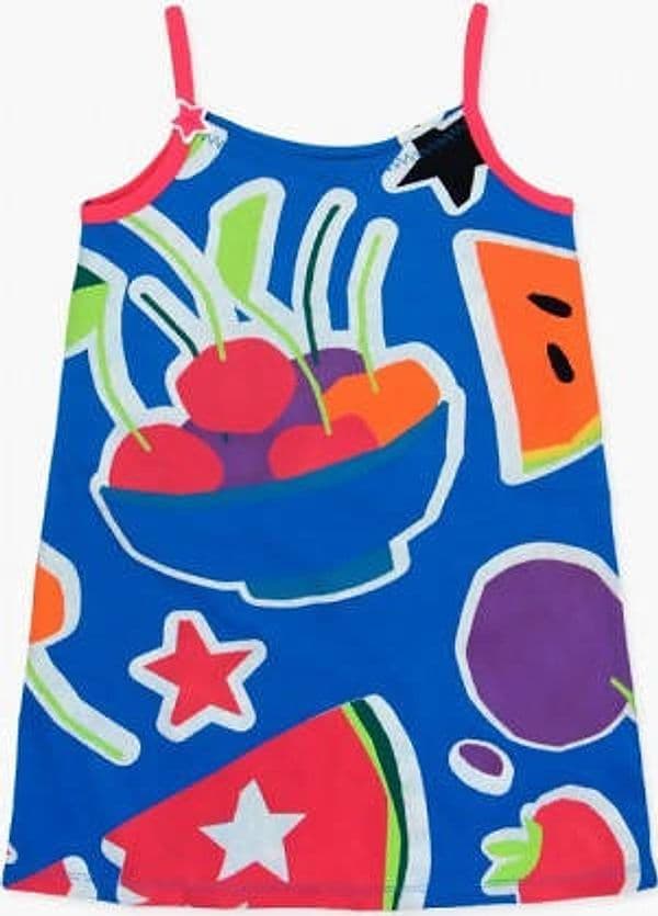 Abito Bambina Estivo Spalline Sottili Multi Color Blu Fluo Abitino Bimba Vestito Svasato Canotta leggero Estate Casual da Giorno Vesitino Colorato Bambina vestito bambina/ragazza Piccole Canaglie - Tropea, Commerciovirtuoso.it