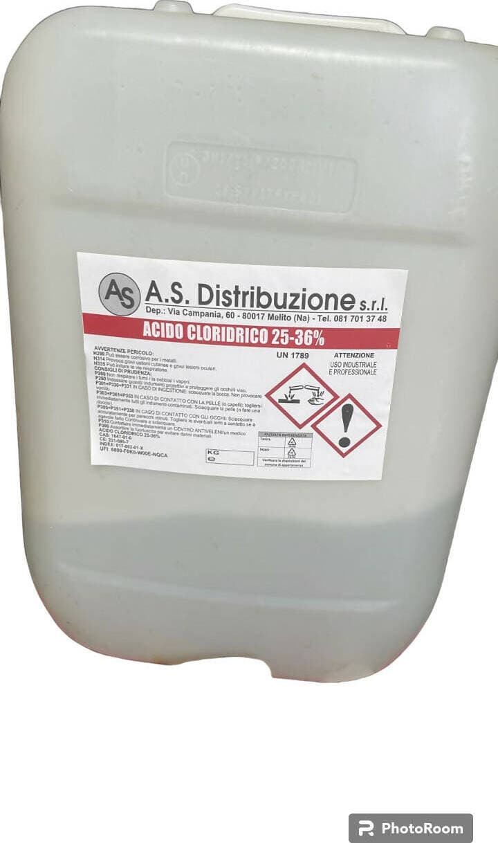 Acido Cloridrico 30-33% Muriatico 25 Kg Disincrostante Professionale Per Pulizia Giardino e giardinaggio/Piscine vasche idromassaggio e accessori/Prodotti chimici e tester Ph/Smacchiatori Tech Service - Melito di Napoli, Commerciovirtuoso.it