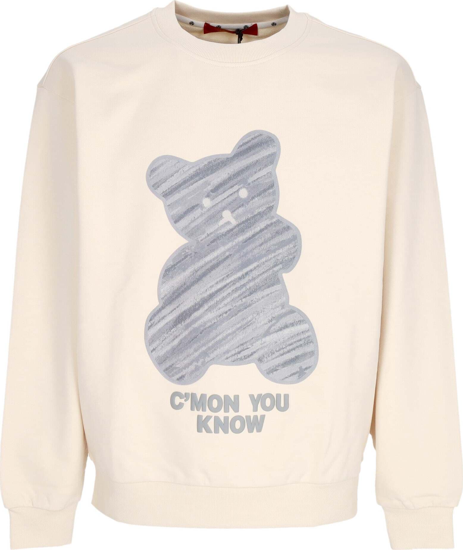 ACUPUNCTURE-Felpa-Leggera-Girocollo-Uomo-Vain-Teddy-Crewneck-Cream-da-uomo