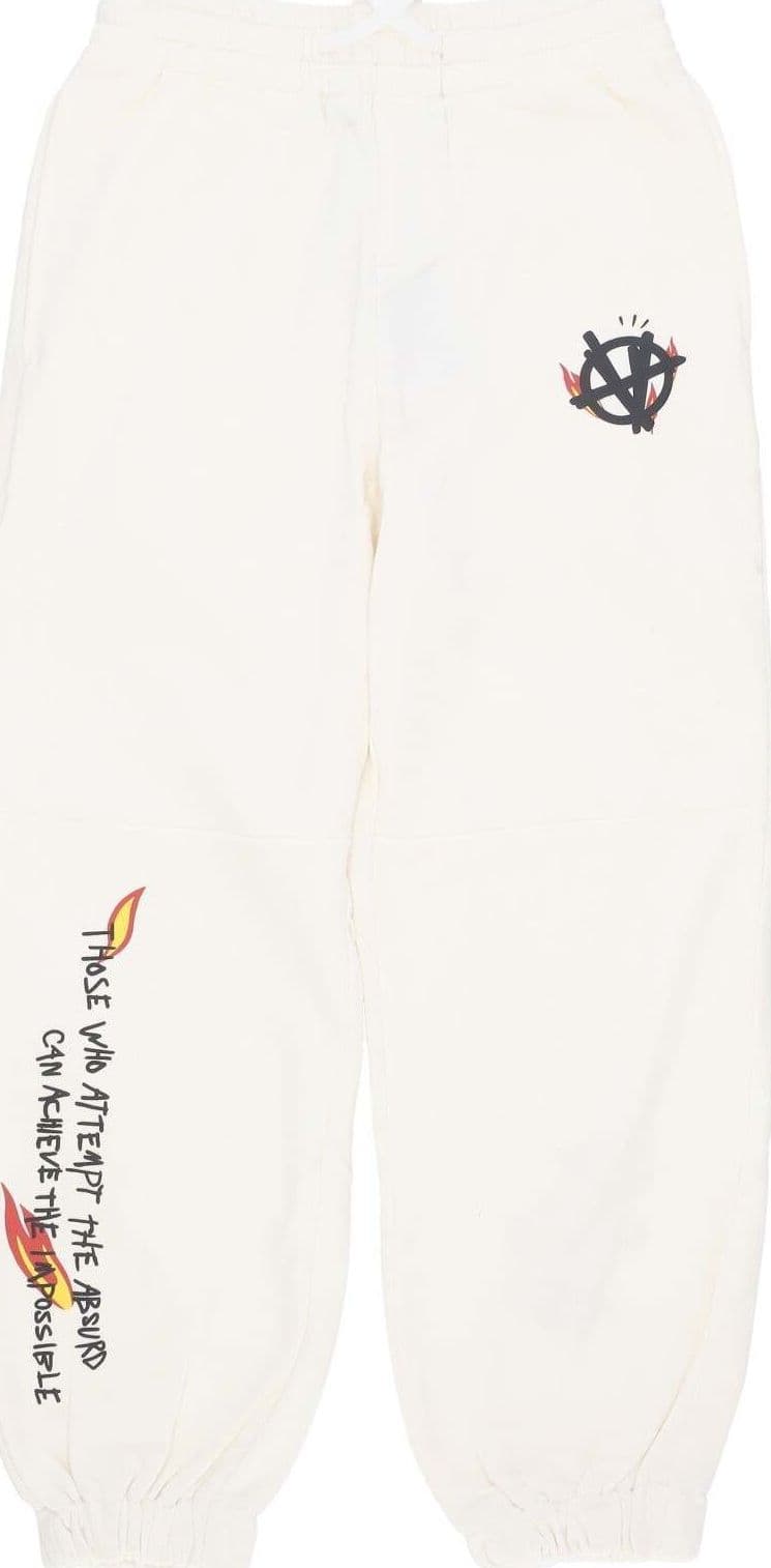 ACUPUNCTURE-Pantalone-Tuta-Leggero-Uomo-Flamed-Logo-Pants-White-da-uomo