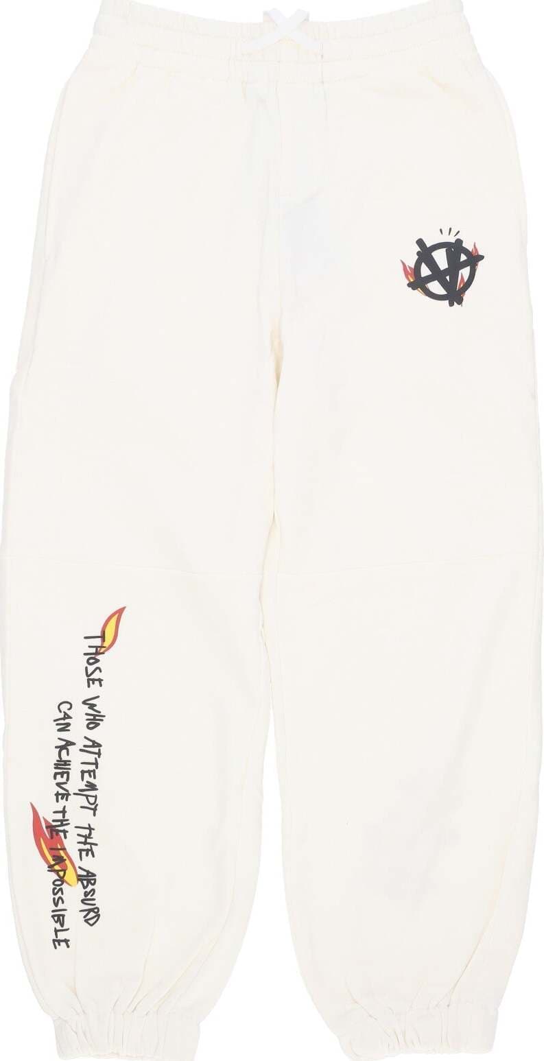 ACUPUNCTURE-Pantalone-Tuta-Leggero-Uomo-Flamed-Logo-Pants-White-da-uomo