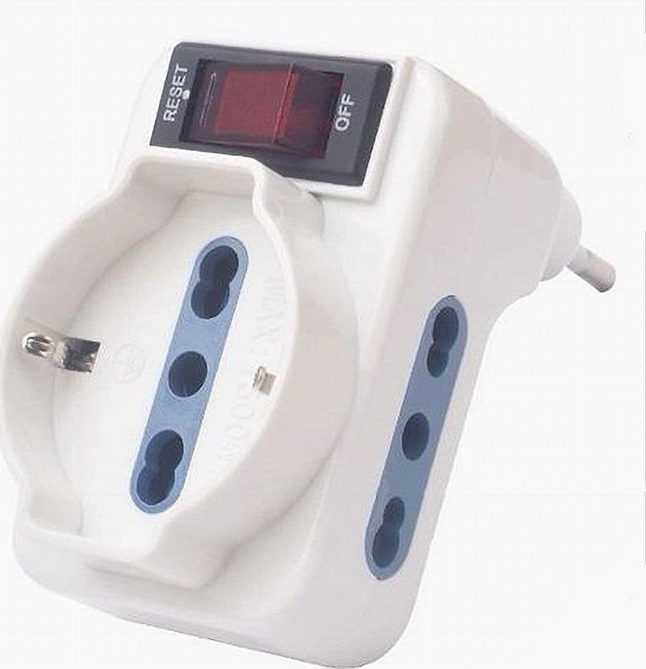 ADATTATORE CON INTERRUTTORE SPINA 10A 2 BIPASSO 10/16A 1 PRESA UNIVERSALE 10/16A 83055N in Adattatori da viaggio Trade Shop italia - Napoli, commercioVirtuoso.it