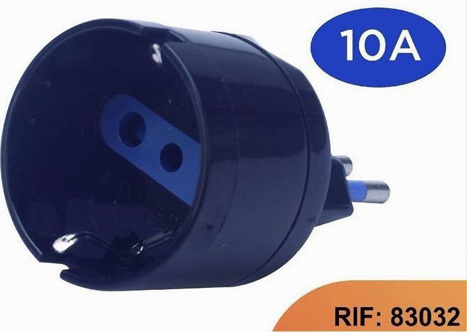 ADATTATORE SPINA ELETTRICA 2P+T 10A SCHUKO STANDARD ITALIANO-TEDESCO NERO 83032 in Spine elettriche di corrente alterna Trade Shop italia - Napoli, commercioVirtuoso.it
