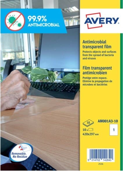 Adesivo antimicrobico - poliestere trasparente - 1 etichetta per foglio - Avery - conf. 10 fogli A3 Cancelleria e prodotti per ufficio/Archivio ufficio e accessori per scrivania/Etichette divisori per schedario e timbri/Etichette ed etichette adesive/Etichette per stampanti Eurocartuccia - Pavullo, Commerciovirtuoso.it