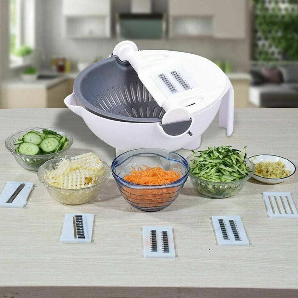 Affettatrice Manuale Taglia Verdure Affetta Cestello Cucina Grattugia 6 In 1 in Affettaverdure e mandolini da cucina Trade Shop italia - Napoli, commercioVirtuoso.it