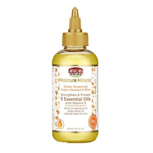AFRICAN PRIDE MOISTURE MIRACLE 5 ESSENTIAL OILS 4oz PER CAPELLI. in Oli per capelli Agbon - Martinsicuro, commercioVirtuoso.it