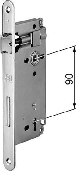 AGB---SERRATURA-DA-INFILARE-PER-PORTE-INTERNE-(A22)-PATENT-D90-F22-E50-CON-BORDI-QUADRATI---ACCIAIO-OTTONATO-VERNICIATO