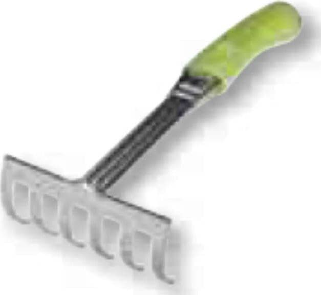 AGEF--RASTRELLINO-A-6-DENTI-IN-ACCIAIO-CROMATO-CON-MANICO-IN-COPOLIMERO---COLORE-VERDE