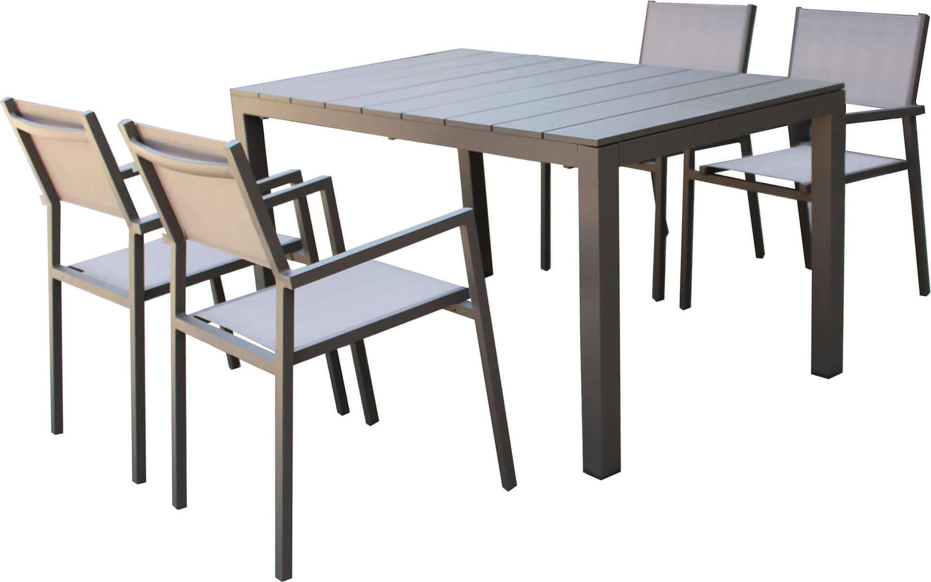 ALASKA---set-tavolo-in-alluminio-cm-148/214-x-85-x-75,5-h-con-4-sedute-Taupe-Milani-Home