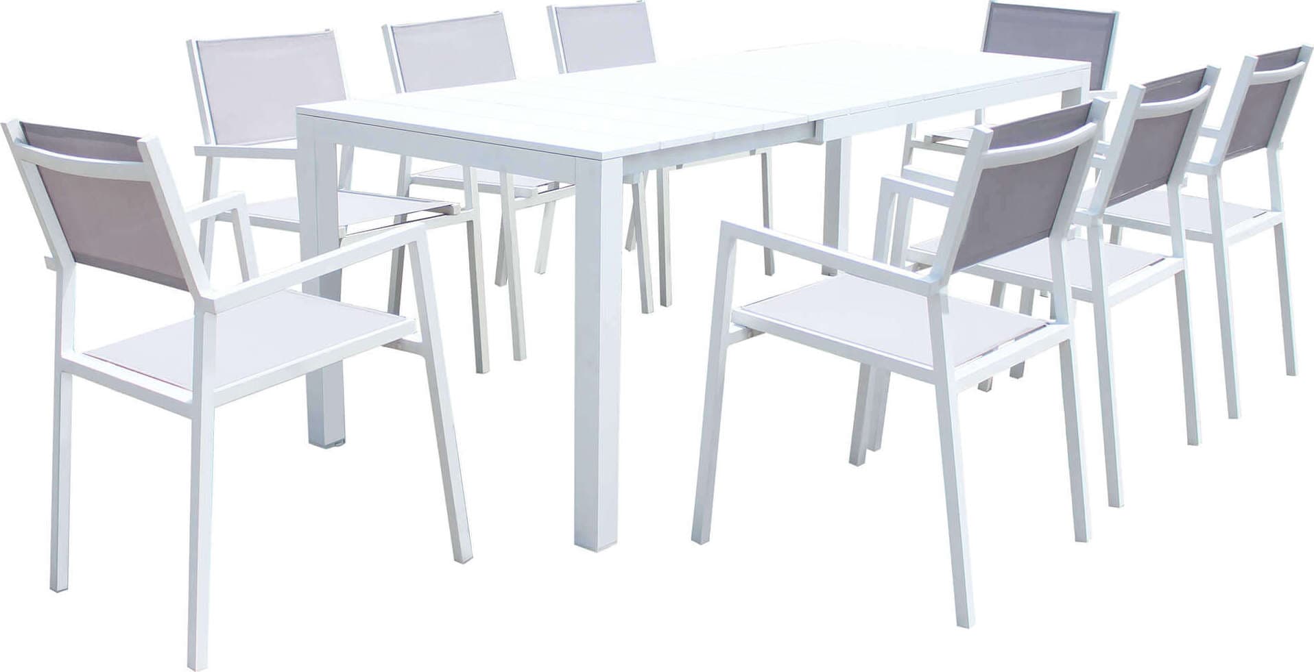 ALASKA---set-tavolo-in-alluminio-cm-148/214-x-85-x-75,5-h-con-8-sedute-Bianco-Milani-Home