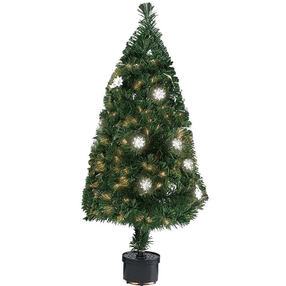 Albero-Di-Natale-Fibra-Ottica-Flower-120cm-140-Punte-Con-18-Fiori-Colore-Verde