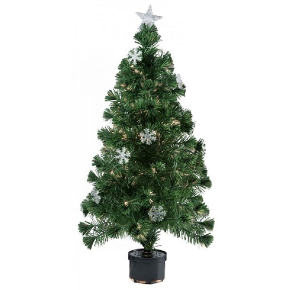 Albero-Di-Natale-Fibra-Ottica-Snow-60cm-60-Punte-9-Fiocchi-Di-Neve-Verde