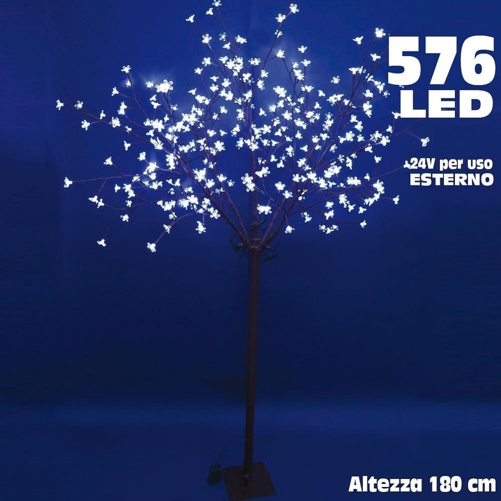 Albero-Di-Natale-Luminoso-Ciliegio-Per-Esterno-576-Led-H-180-Cm-Bianco-Freddo