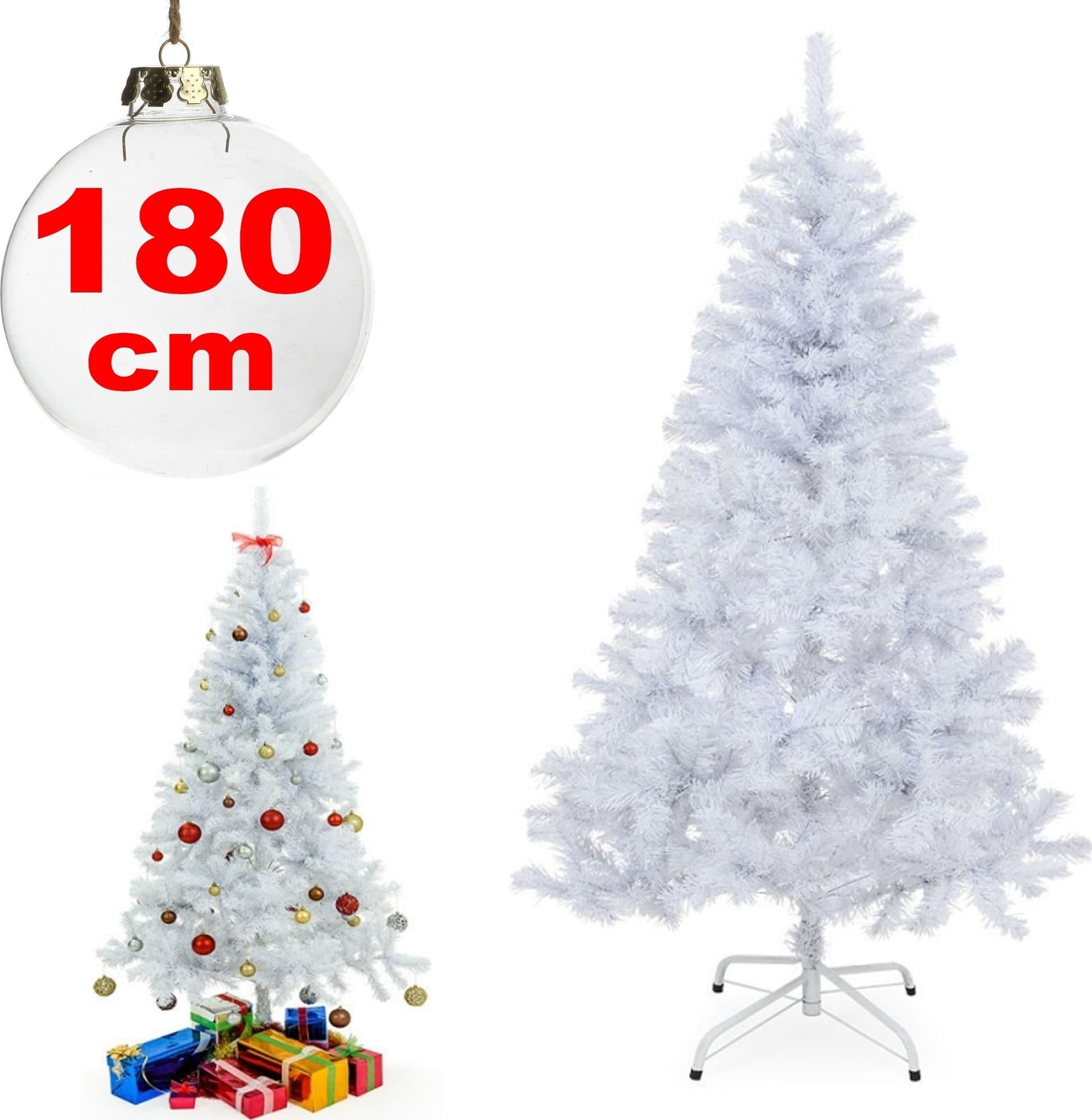 ALBERO DI NATALE SINTETICO 180CM BIANCO NEVE DECORAZIONE PER CASA SCUOLA UFFICIO Trade Shop italia - Napoli, Commerciovirtuoso.it