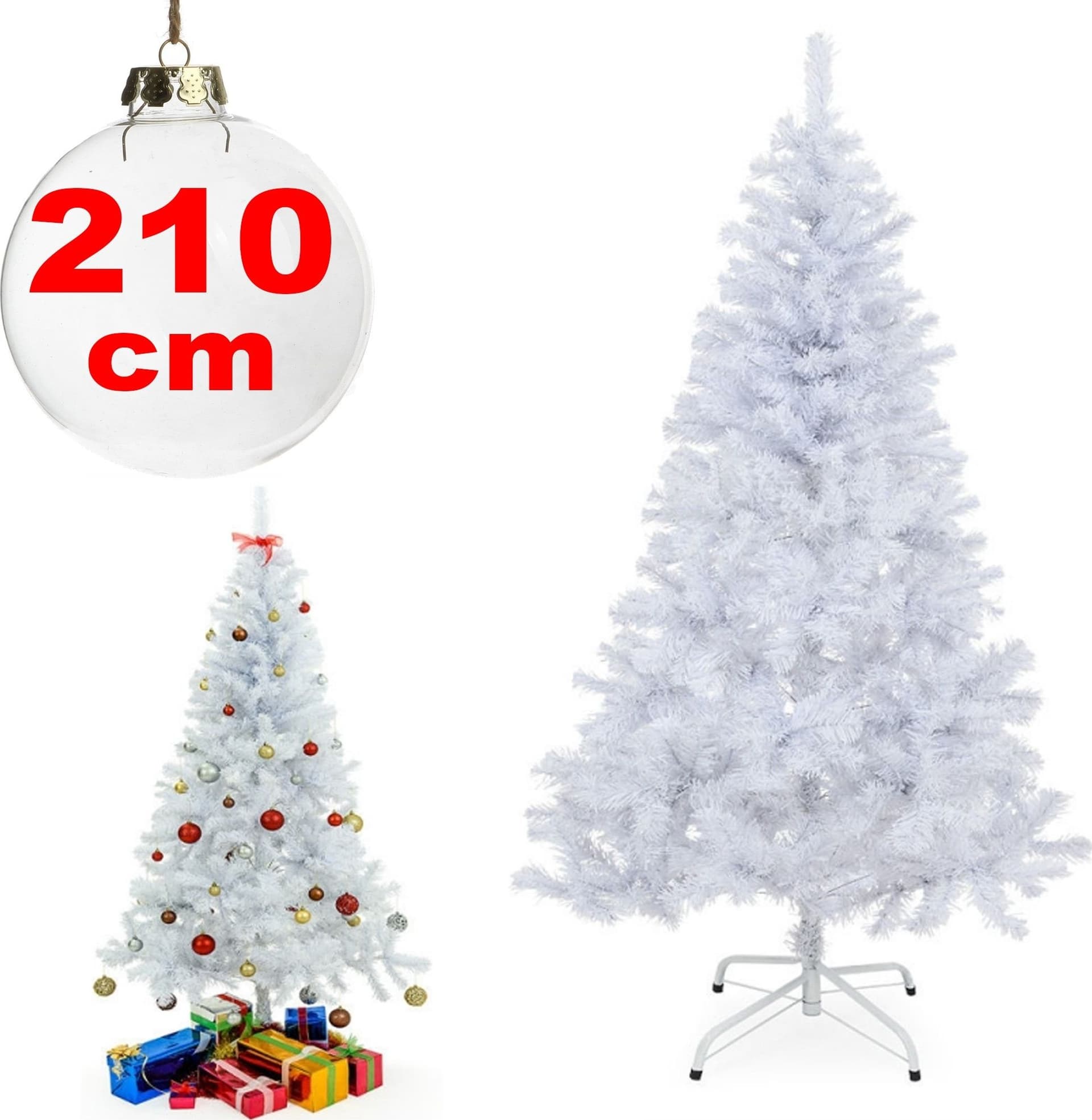 ALBERO DI NATALE SINTETICO 210CM BIANCO NEVE DECORAZIONE PER CASA SCUOLA UFFICIO Trade Shop italia - Napoli, Commerciovirtuoso.it
