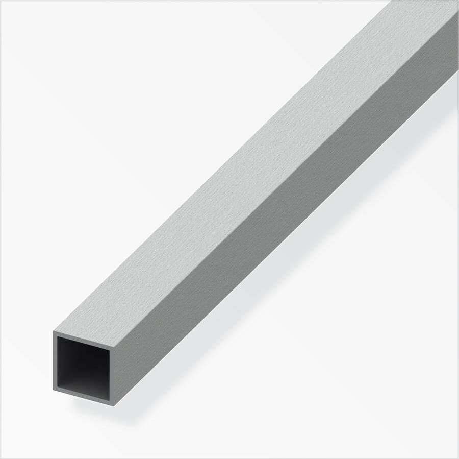 ALFER---1mt---TUBO-QUADRATO-IN-ALLUMINIO-ANODIZZATO-10x10x1,0MM---EFFETTO-ACCIAIO-INOX-SPAZZOLATO