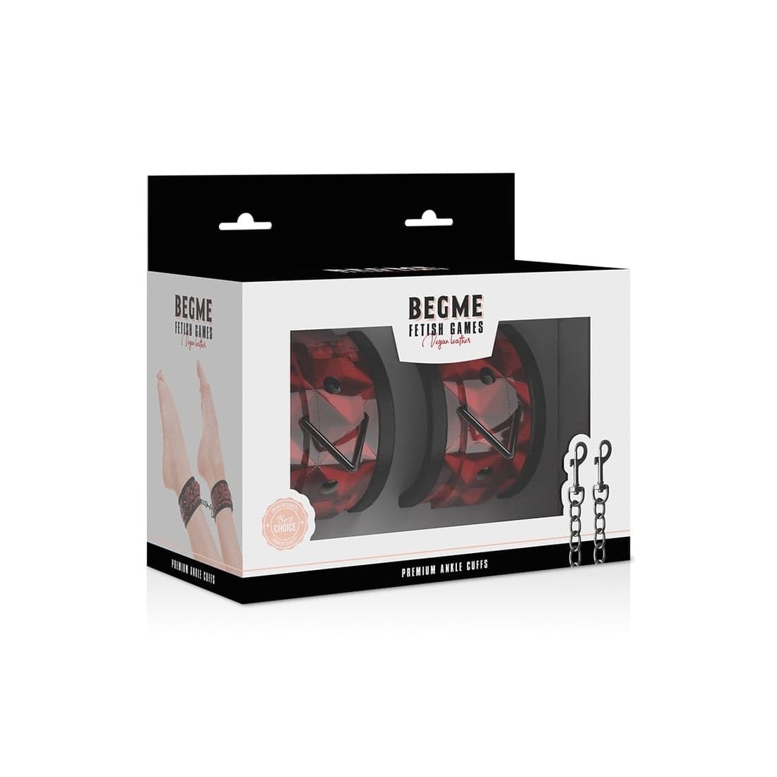 Cavigliere piedi bondage rosso nero Begme imbottite pelle vegana Dark room in prodotto Erosdom - Palmi, commercioVirtuoso.it