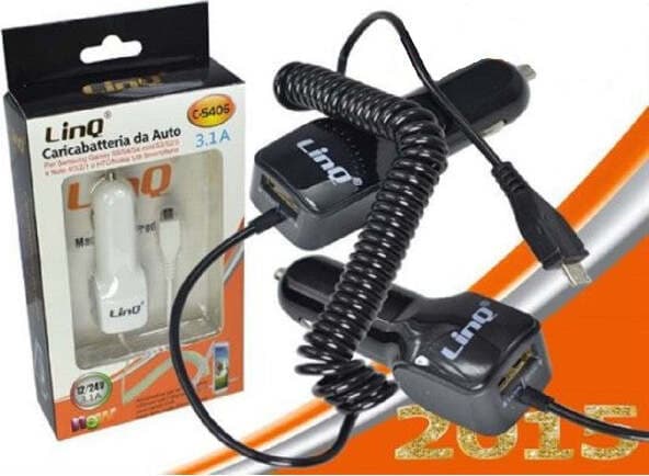 ALIMENTATORE CARICABATTERIA DA AUTO MICRO USB 3.1A 12/24V CON INGRESSO USB C-S406