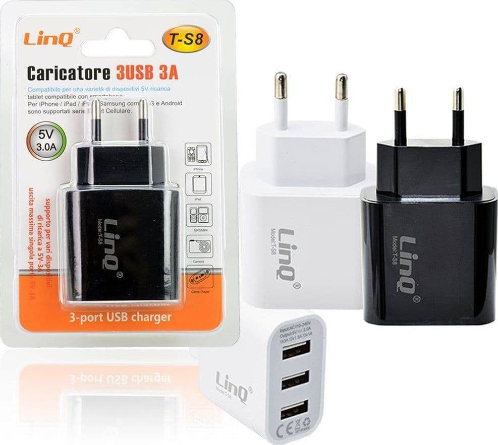 Alimentatore Caricabatterie Adattatore Caricatore Con 3 Porte Usb Rete 5v-3a T-s8 Elettronica/Cellulari e accessori/Accessori/Caricabatterie/Caricabatterie da muro Trade Shop italia - Napoli, Commerciovirtuoso.it