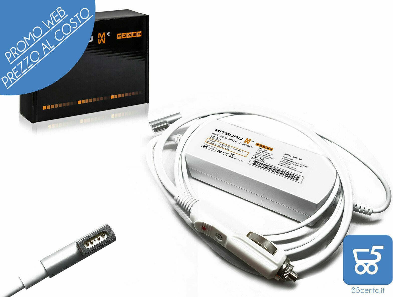 Alimentatore caricatore per Apple MacBook da Auto 85W 18.5V 4.6A accendisigari 12V L-Type compatibile MacBook Pro A1286 A1297 in Caricabatterie wireless da auto 85cento.it - Potenza, commercioVirtuoso.it