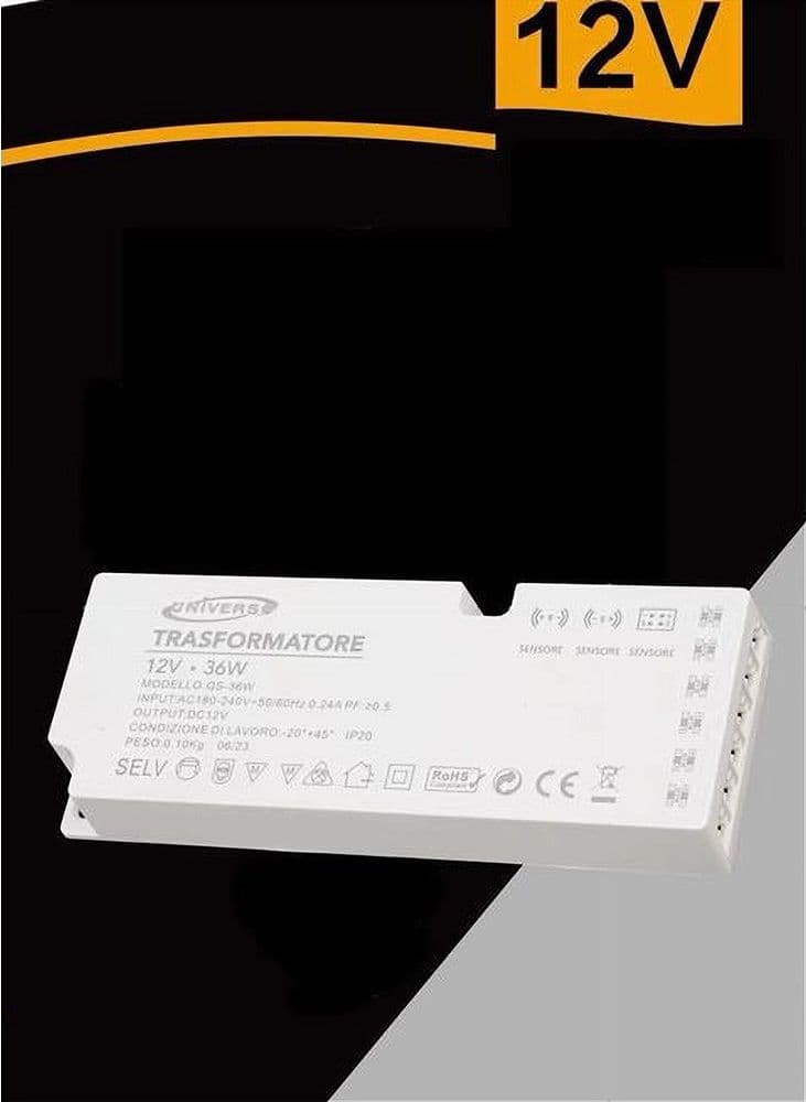 ALIMENTATORE TRASFORMATORE SLIM DA 230V A 12V 36 W STRIP LED SENSORI LUCI QS-36W in Trasformatori a bassa intensità Trade Shop italia - Napoli, commercioVirtuoso.it