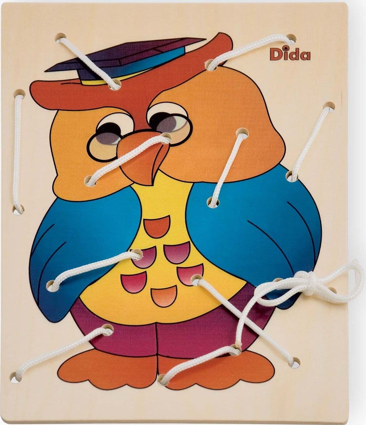 Allacciatura Gufo Gioco in Legno per Bambini Metodo Montessori Dida in Puzzle di legno Dida - Ragusa, commercioVirtuoso.it