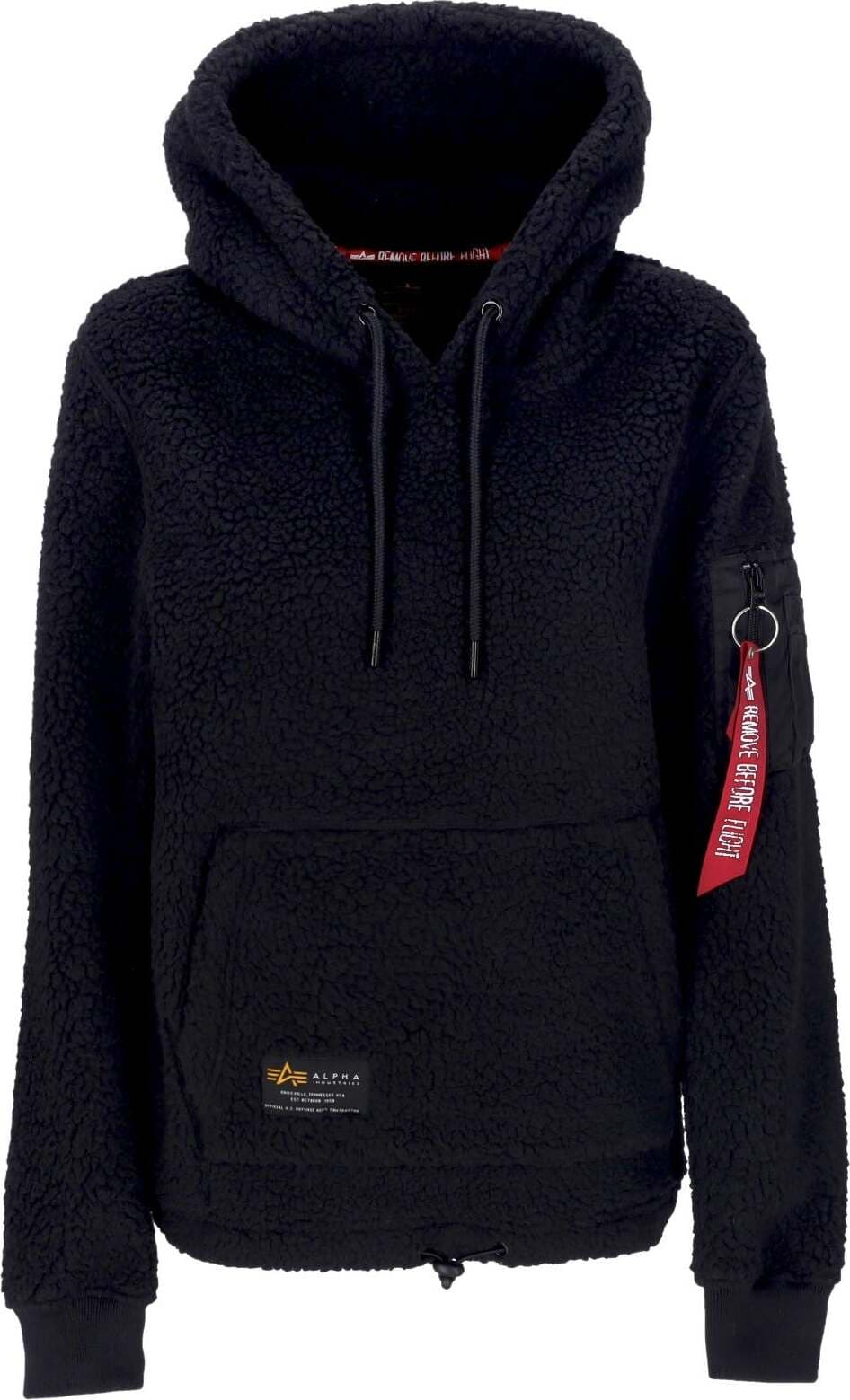 ALPHA-INDUSTRIES-Felpa-Cappuccio-Donna-Teddy-Hoodie-Wmn-Black-da-donna