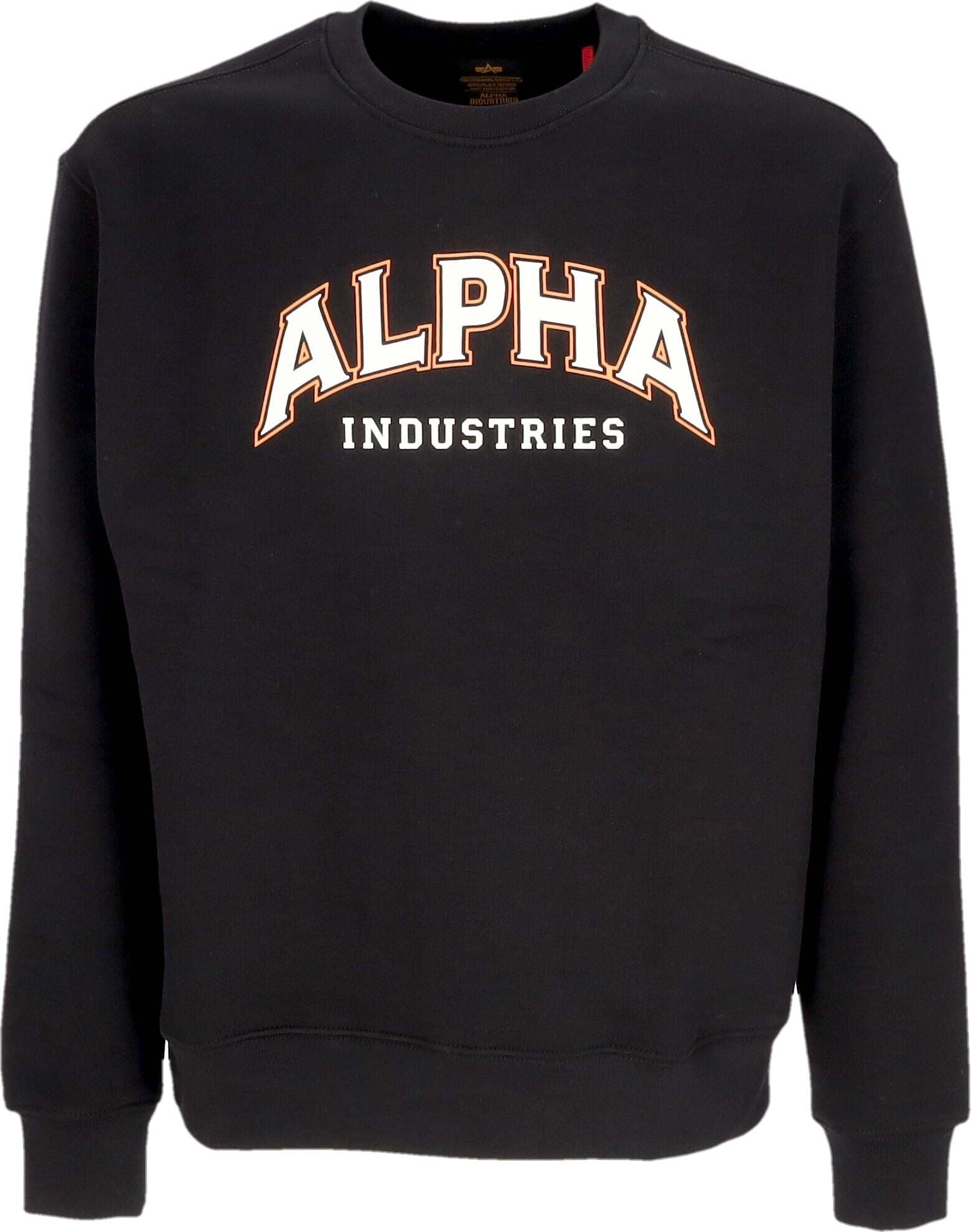 ALPHA-INDUSTRIES-Felpa-Girocollo-Uomo-College-Crewneck-Black-da-uomo