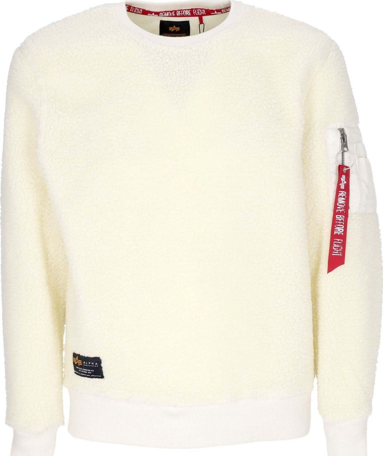ALPHA-INDUSTRIES-Felpa-Girocollo-Uomo-Teddy-Sweater-Off-White-da-uomo