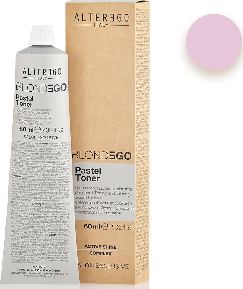 Alterego-Blondego-Pastel-Toner-60-Ml,-Crema-Tonalizzante-Ideale-Per-Capelli-Biondi,-Decolorati-O-Schiariti.