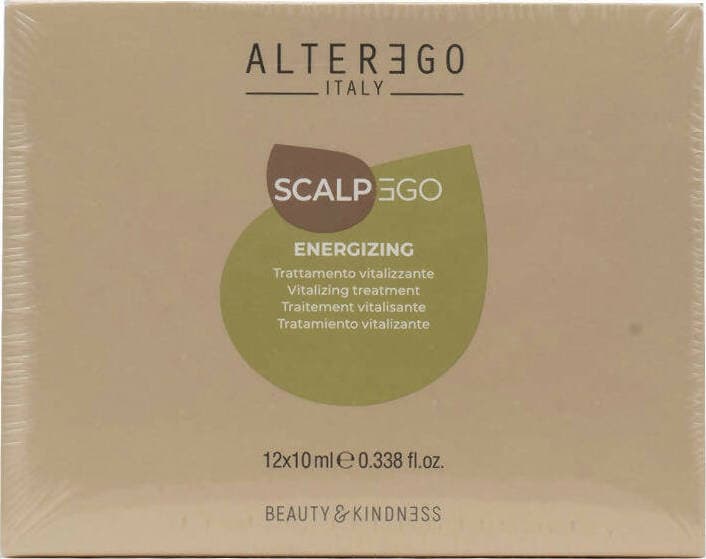 Alterego Scalpego Energizing trattamento vitalizzante, 12 Fiale Capelli Da 10 Ml, Lozione Rigenerante Intensiva per Capelli Fragili E Tendenti Alla Caduta