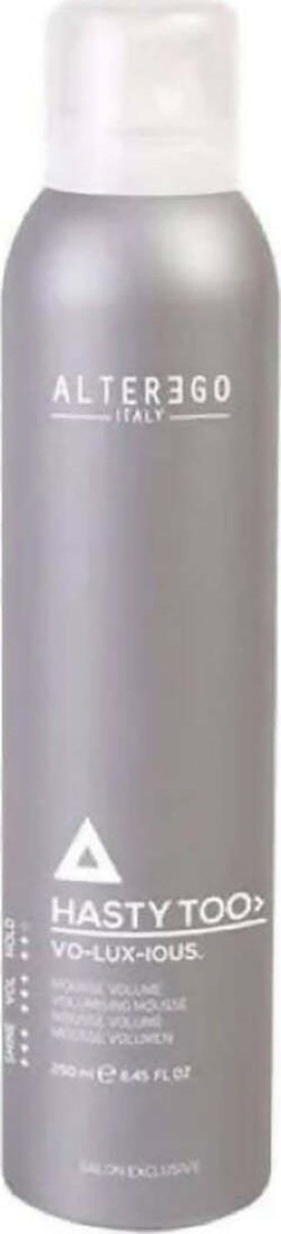 Alterego-hasty-too-voluxious-mousse-250-ml,-mousse-volumizzante-a-tenuta-media,-fissa-il-volume-mantenendo-i-capelli-morbidi-e-facili-da-spazzolare.