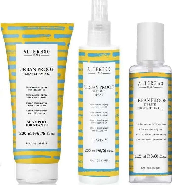 Alterego-Urban-Proof-Experience-Kit-Solari-De-Lite-Oil-115-Ml-+-Rehab-Shampoo-250-Ml-+-Sea-Salt-Spray-200-Ml