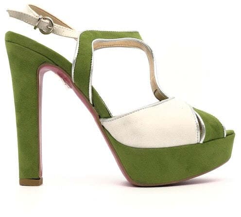 ALTRAMAREA sandali verdi e avorio in pelle scamosciata in Sandali moda Calzature Durello - Agna, commercioVirtuoso.it
