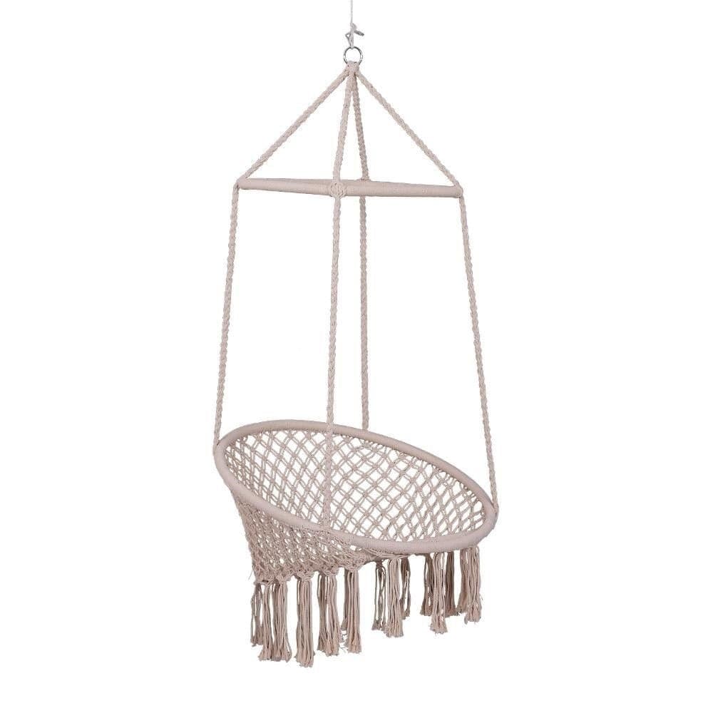 Amaca Sedia Sospesa Ad Altalena Dondolo In Legno Corda Intrecciata Cotone Beige Giardino e giardinaggio/Arredamento da giardino e accessori/Amache sedie sospese e accessori/Amache Trade Shop italia - Napoli, Commerciovirtuoso.it