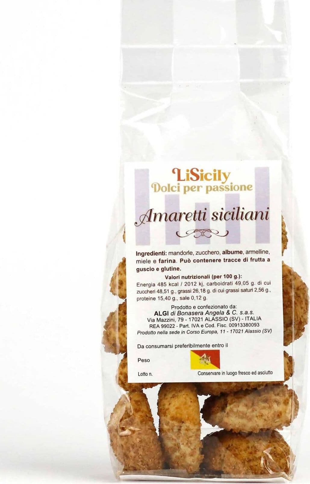 Amaretti Siciliani Artigianali Cuore Morbido e Granella Croccante 400gr. Amaretto 100% Mandorle Siciliane Di Nostra Produzione Biscotto Made In Italy Biscotti Sicilia Fatti a Mano alimentari LiSicily dolci per passione - Alassio, Commerciovirtuoso.it