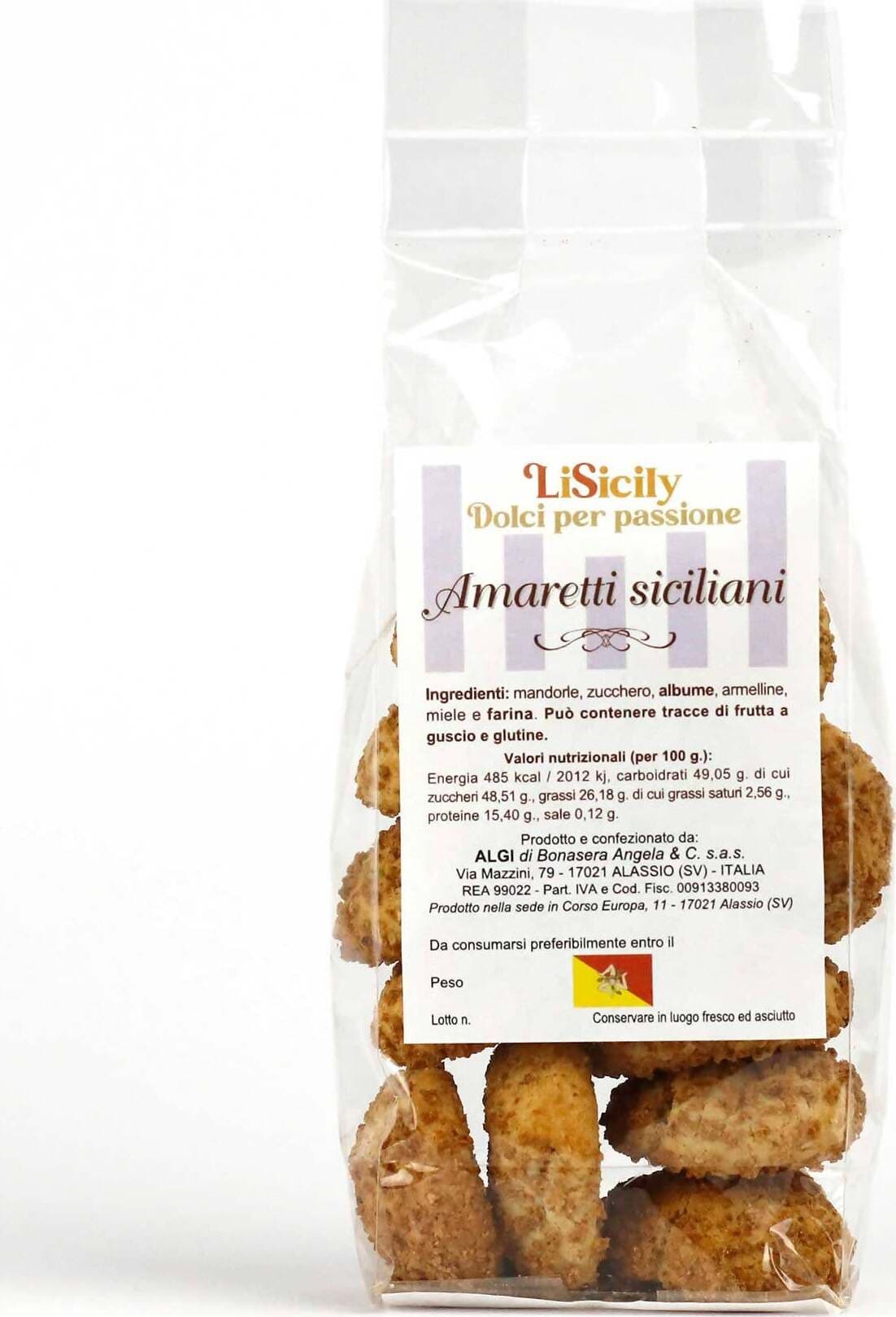 Amaretti Siciliani Artigianali Cuore Morbido e Granella Croccante 400gr. Amaretto 100% Mandorle Siciliane Di Nostra Produzione Biscotto Made In Italy Biscotti Sicilia Fatti a Mano Lisicily