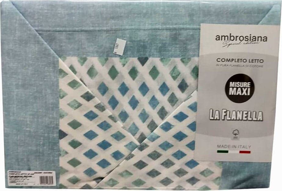 Ambrosiana Completo Lenzuola Flanella 1 Piazza E Mezza Fantasia Square Casa e cucina/Tessili per la casa/Biancheria da letto/Lenzuola e federe/Set di lenzuola e federe La Bottega del Risparmio - Bari, Commerciovirtuoso.it