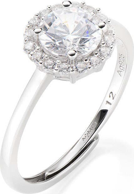 AMEN---Anello-Regolabile-Diamond-con-Zircone-tondo-Bianco
